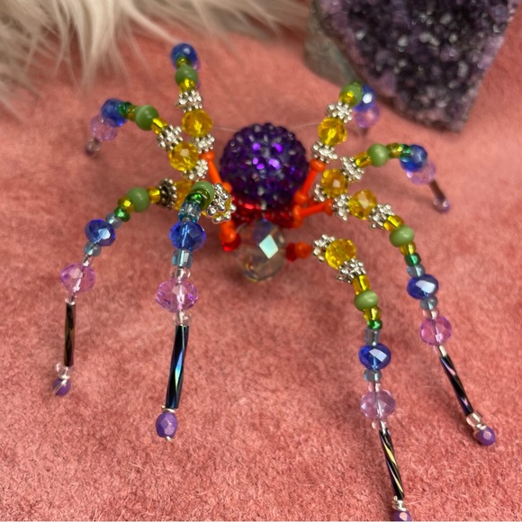 Colorful Rainbow Glass Crystal Spider Ornament Suncatcher - Picture 6 of 17